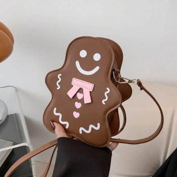 Brown Gingerbread Man Leather Crossbody Bag - Picture 10 of 10
